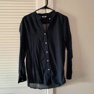 NEW Uniqlo U Women Sheer Long Sleeve Shirt, Navy, Size XXS